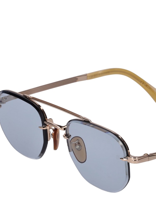 DB Eyewear by David Beckham: DB geometric stainless steel sunglasses - Bej/Mavi - men_1 | Luisa Via Roma
