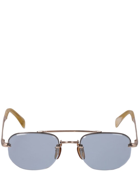 DB Eyewear by David Beckham: DB geometric stainless steel sunglasses - Beige/Azure - men_0 | Luisa Via Roma