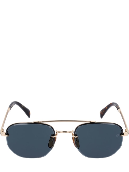 DB Eyewear by David Beckham: DB geometric stainless steel sunglasses - Gold/Green - men_0 | Luisa Via Roma