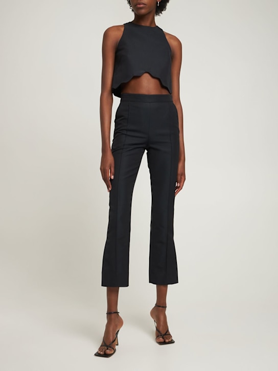 Rosie Assoulin: Pantalones acampanados de algodón - Negro - women_1 | Luisa Via Roma