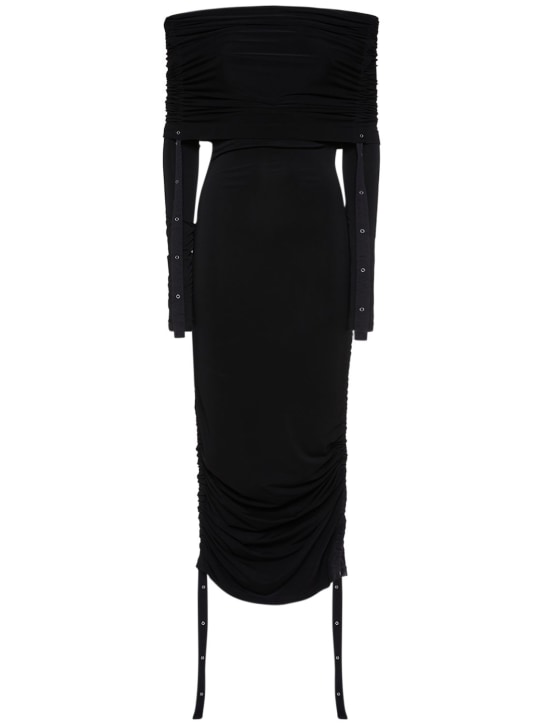 Dion Lee: Robe en crêpe à capuche Doric - Noir - women_0 | Luisa Via Roma