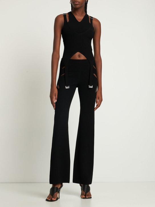 Dion Lee: Layered viscose blend knit hosiery top - Black - women_1 | Luisa Via Roma