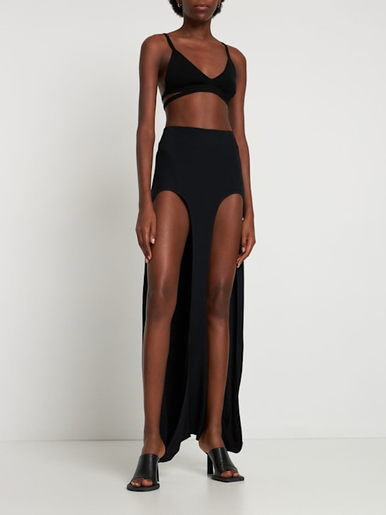 Dion Lee: Geripptes BH-Top aus Merinowollmischung - Schwarz - women_1 | Luisa Via Roma