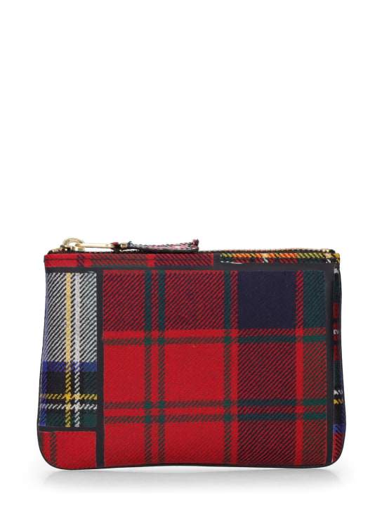 Comme des Garçons Wallet: Tartan patchwork wool wallet - Red - women_0 | Luisa Via Roma