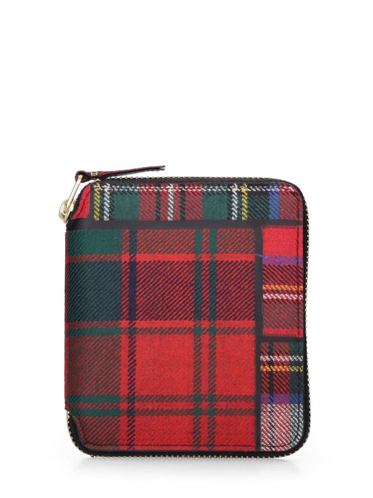 Comme des Garçons Wallet: Tartan patchwork zip-around wool wallet - Red - women_0 | Luisa Via Roma
