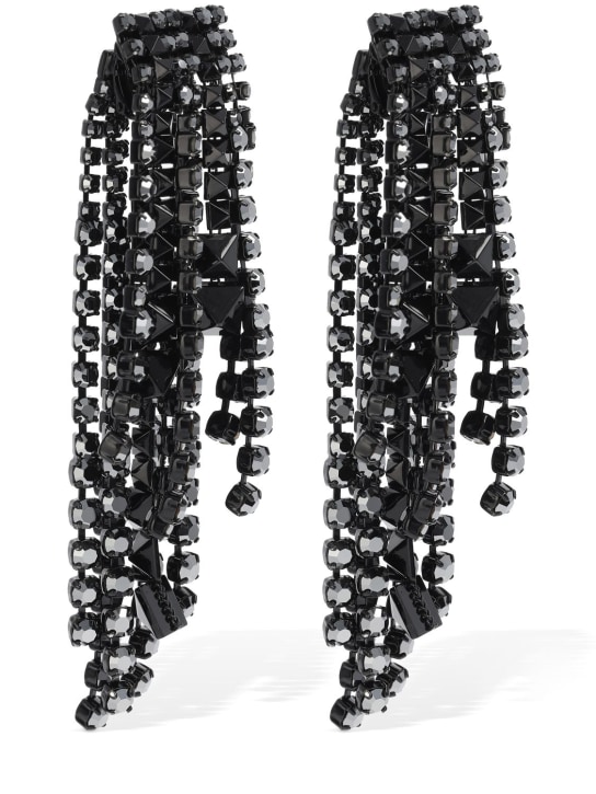 Valentino Garavani: Brightrain crystal pendant earrings - Black - women_1 | Luisa Via Roma