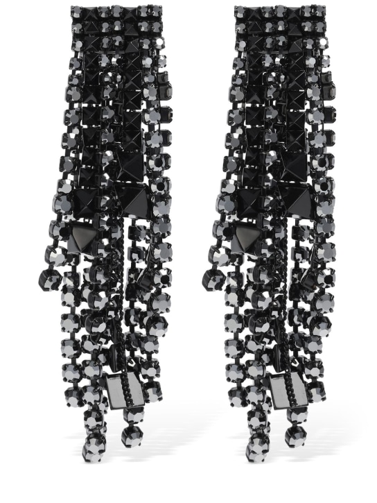 Valentino Garavani: Brightrain crystal pendant earrings - Black - women_0 | Luisa Via Roma