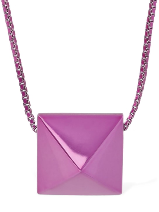 Valentino Garavani: Rockstud charm necklace - Pink - women_1 | Luisa Via Roma