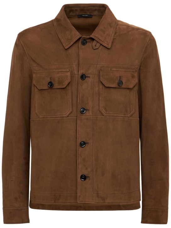 Tom Ford: Leather shirt - Brown - men_0 | Luisa Via Roma