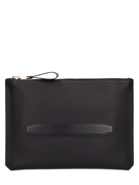 Tom Ford: Smooth leather pouch - Black - men_0 | Luisa Via Roma