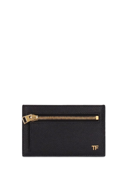 Tom Ford: Grained leather zip card holder - Black - men_0 | Luisa Via Roma