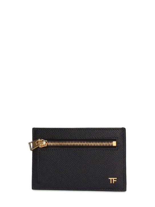 Tom Ford: Grained leather zip card holder - Black - men_1 | Luisa Via Roma