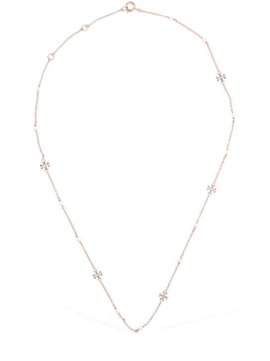 Tory Burch: Kira pearl delicate collar necklace - Gold/White - women_0 | Luisa Via Roma