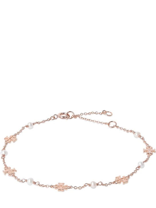 Tory Burch: Bracelet chaîne en perles délicates Kira - Or/Blanc - women_0 | Luisa Via Roma