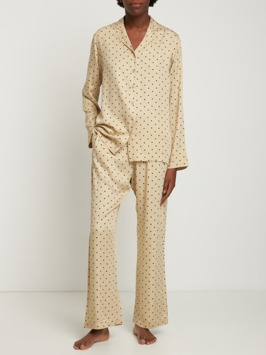 Underprotection: Chemise de pyjama en satin Fie Up - Ivoire/Multicouleur - women_1 | Luisa Via Roma