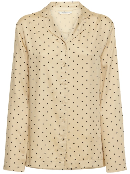 Underprotection: Chemise de pyjama en satin Fie Up - Ivoire/Multicouleur - women_0 | Luisa Via Roma