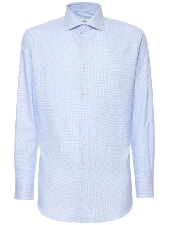 Brioni: Micro formal cotton shirt - men_0 | Luisa Via Roma