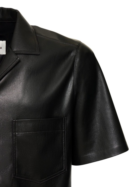Nanushka: Faux leather s/s shirt - Black - men_1 | Luisa Via Roma