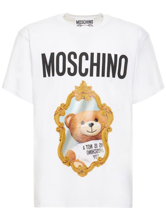 Moschino: T-shirt en jersey de coton imprimé ourson - men_0 | Luisa Via Roma