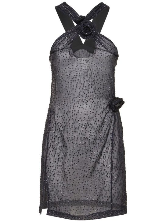 Coperni: Crossover embellished silk mini dress - women_0 | Luisa Via Roma