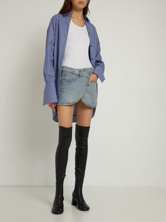Coperni: Minifalda asimétrica de denim de algodón - Azul - women_1 | Luisa Via Roma