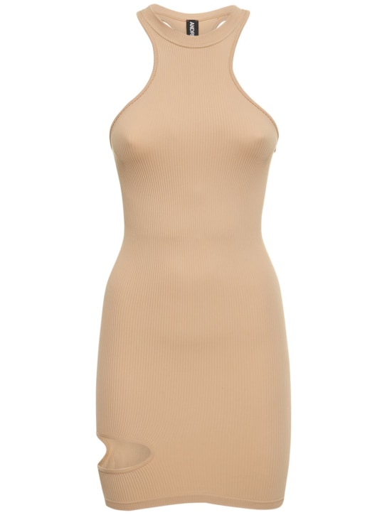 Andreadamo: Vestito in jersey stretch a costine con cutout - Nude - women_0 | Luisa Via Roma