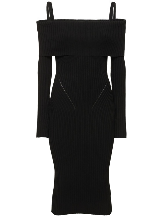 Andreadamo: Ribbed knit midi dress - Black - women_0 | Luisa Via Roma
