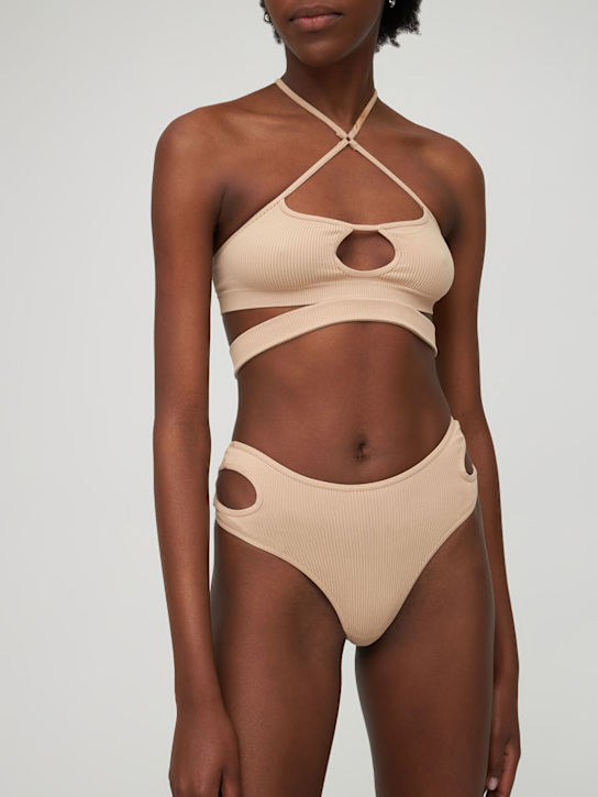 Andreadamo: Tanga de jersey acanalado - Beige - women_1 | Luisa Via Roma