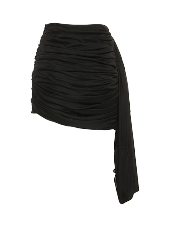 Andreadamo: High waist asymmetric draped midi skirt - Black - women_0 | Luisa Via Roma