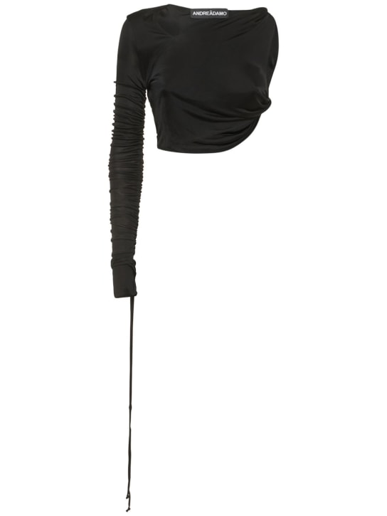 Andreadamo: Asymmetric draped viscose top - Black - women_0 | Luisa Via Roma