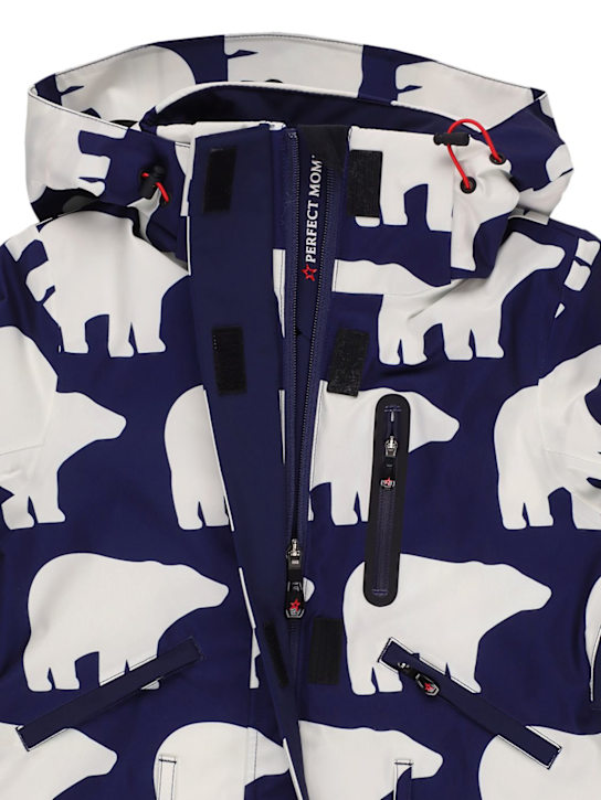 Perfect Moment: ワンピースナイロンスキースーツ - ネイビー/ホワイト - kids-boys_1 | Luisa Via Roma