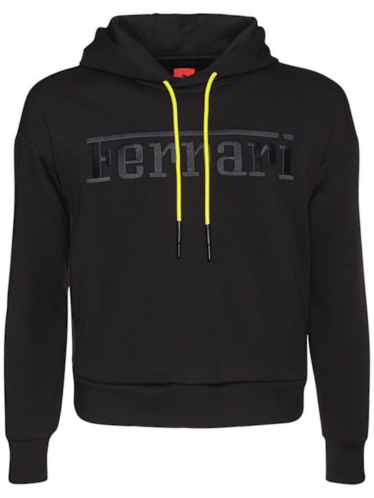 Ferrari: Fluid tech scuba hoodie - Black - men_0 | Luisa Via Roma
