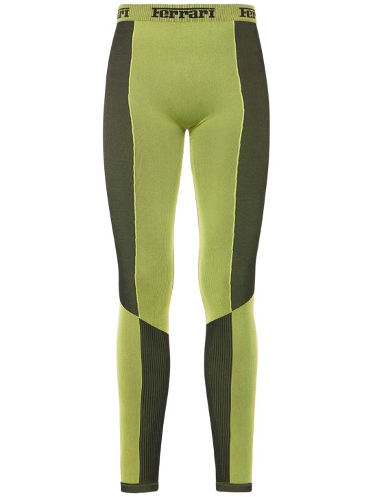 Ferrari: Logo无缝科技织物紧身裤 - 黑色/绿色 - men_0 | Luisa Via Roma