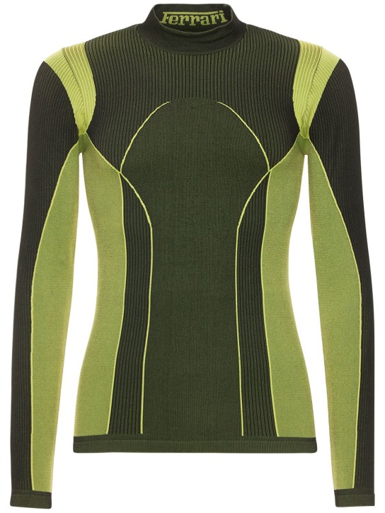 Ferrari: Seamless tech t-shirt - Black/Green - men_0 | Luisa Via Roma
