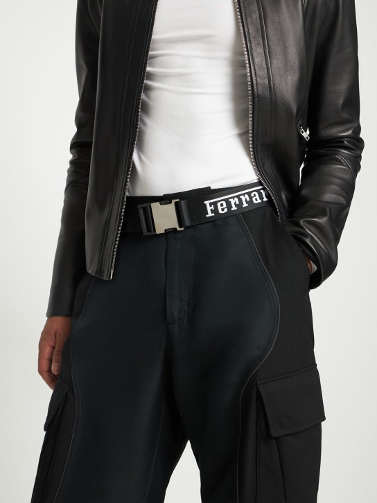 Ferrari: Icon Tape nylon belt - Black - men_1 | Luisa Via Roma