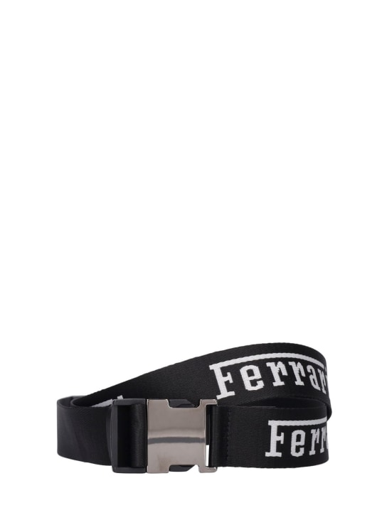 Ferrari: Icon Tape nylon belt - Black - men_0 | Luisa Via Roma