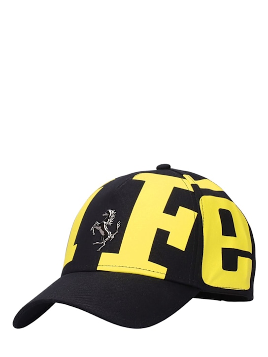 Ferrari: Logo printed cotton baseball cap - Black - men_1 | Luisa Via Roma
