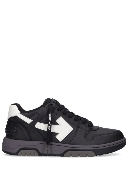 Off-White: 30mm Out Of Office leather sneakers - Siyah/Beyaz - women_0 | Luisa Via Roma