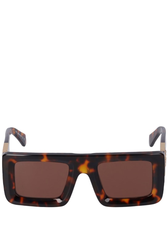 Off-White: Leonardo squared acetate sunglasses - Havana/Brown - men_0 | Luisa Via Roma