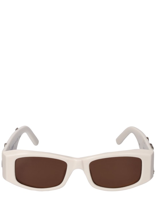 Palm Angels: Angel squared acetate sunglasses - White/Brown - women_0 | Luisa Via Roma