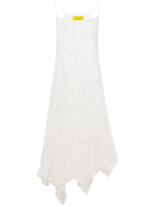 Marques'Almeida: Asymmetric cotton macramé midi dress - White - women_0 | Luisa Via Roma