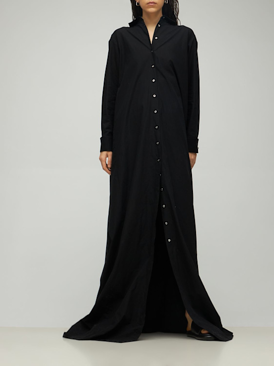 Marques'Almeida: Oversized organic cotton shirt dress - Black - women_1 | Luisa Via Roma