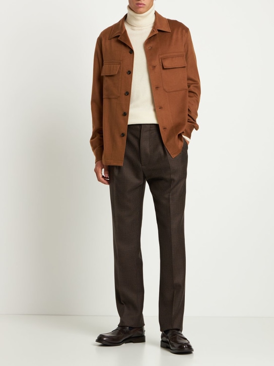 Zegna: Pure cashmere overshirt - Brown - men_1 | Luisa Via Roma