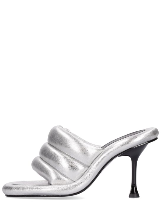 JW Anderson: 95mm Bumper Tubular leather mules - Silver - women_0 | Luisa Via Roma