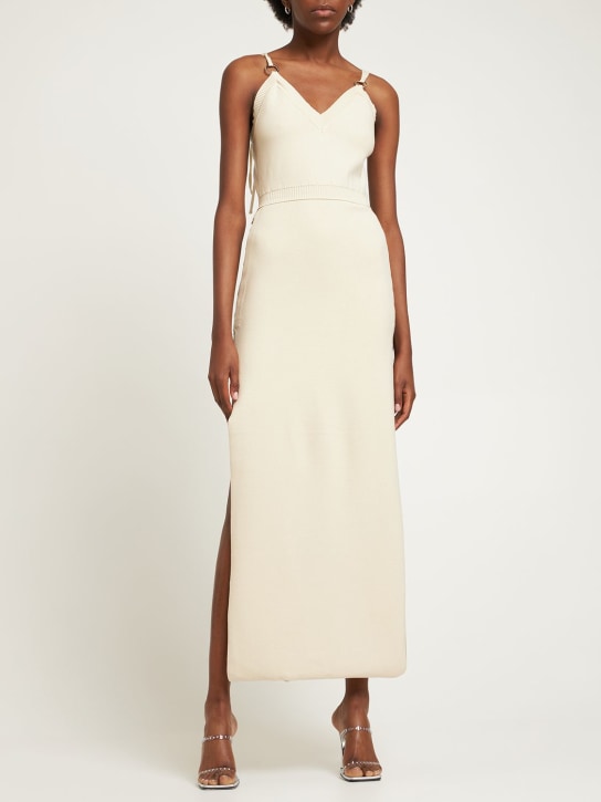 Viscose blend knit long dress - Thumbnail 2