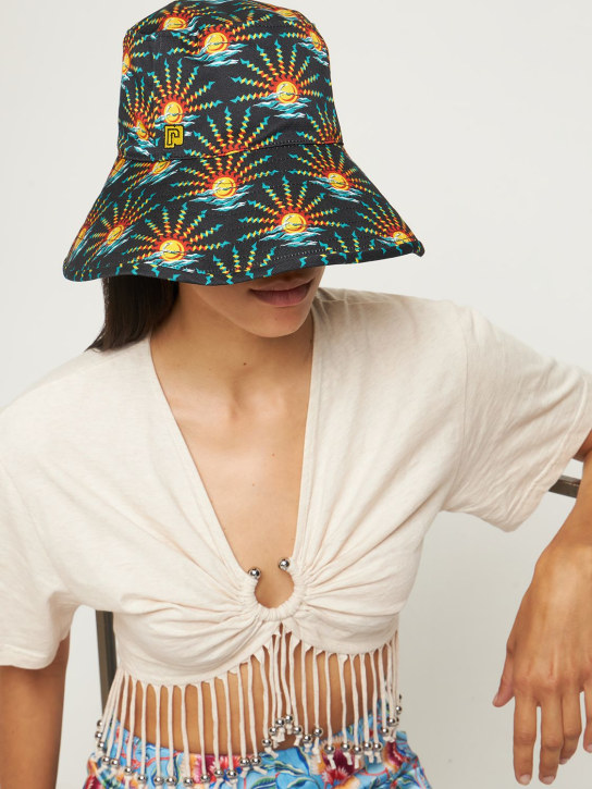 Rabanne: Sunrise printed cotton canvas bucket hat - women_1 | Luisa Via Roma