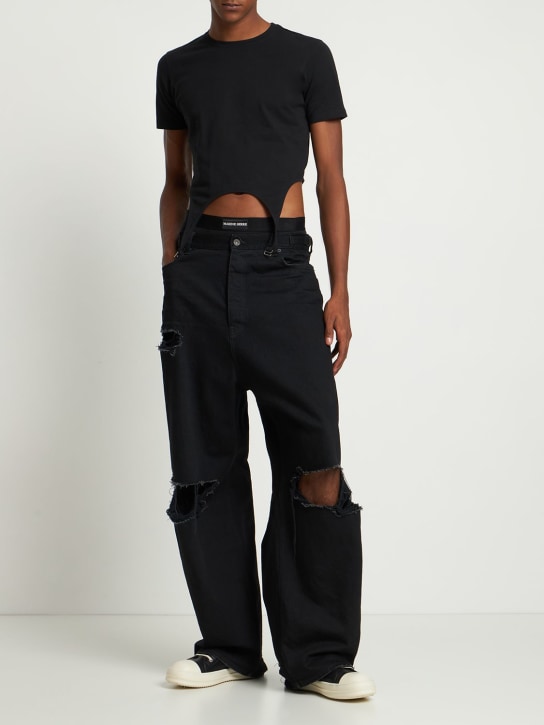Dion Lee: Garter cotton t-shirt - Black - men_1 | Luisa Via Roma