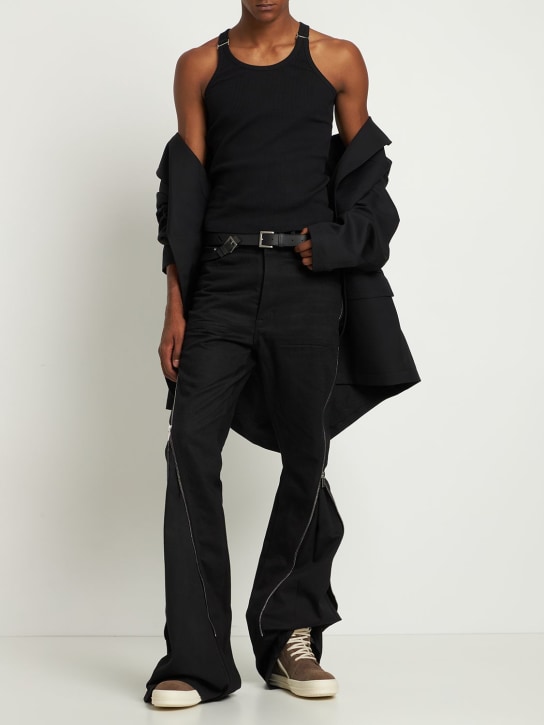 Dion Lee: E-Hook ribbed cotton tank top - Black - men_1 | Luisa Via Roma