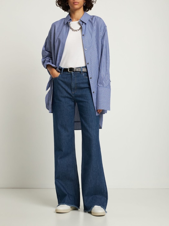 Wandler: Jeans acampanados de denim de algodón - Azul - women_1 | Luisa Via Roma