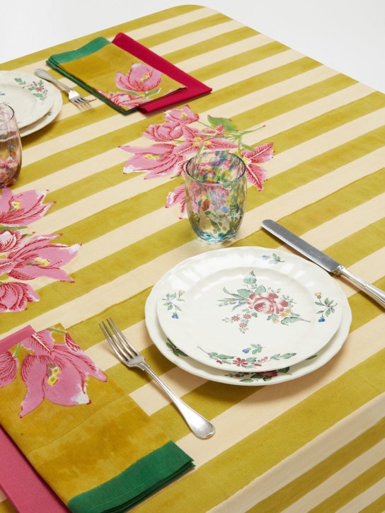 LISA CORTI: Bougainville tablecloth - White-mustard - ecraft_1 | Luisa Via Roma